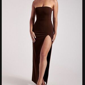 Meshki Brown Strapless Maxi Dress